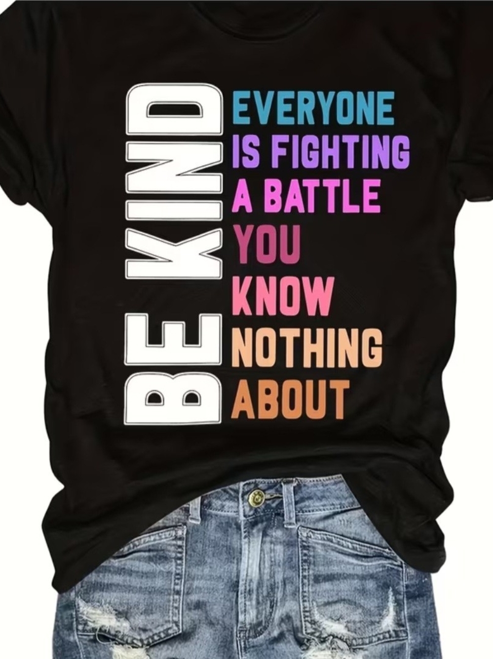 Be Kind Inspirational Graphic Tee - Black